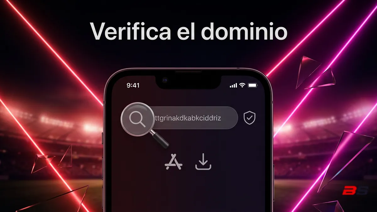 Lupa sobre la barra de direcciones verificando el dominio oficial de Betsala antes de ingresar