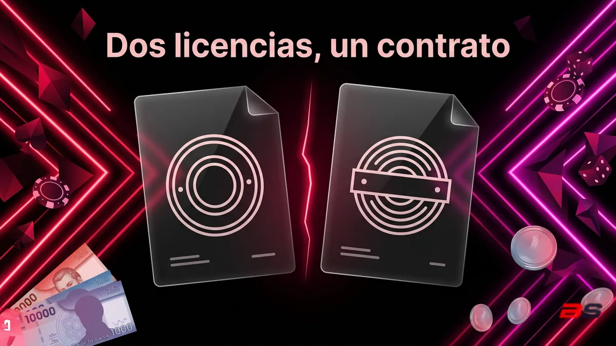 Dos sellos de licencia distintos en el mismo contrato oficial de Betsala, ilustración editorial