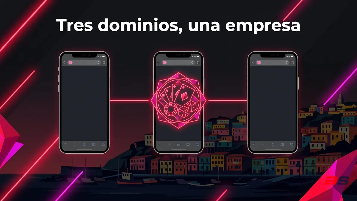 Tres pantallas de dominio conectadas a un mismo sello corporativo de Betsala, con Valparaíso al fondo